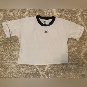 Adidas Crop Top, three stripe black piping